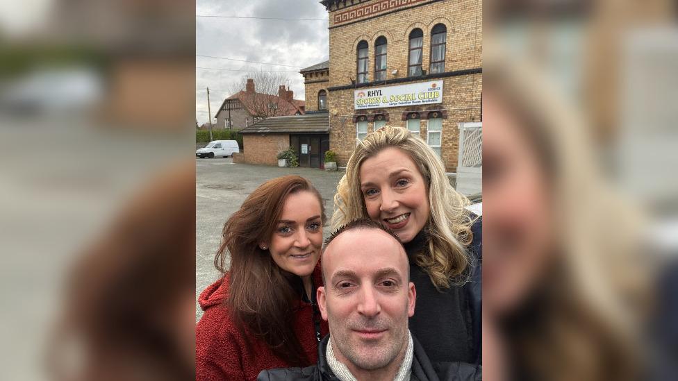 James Agar-Leigh with sisters Tara on the left, and Natasha right