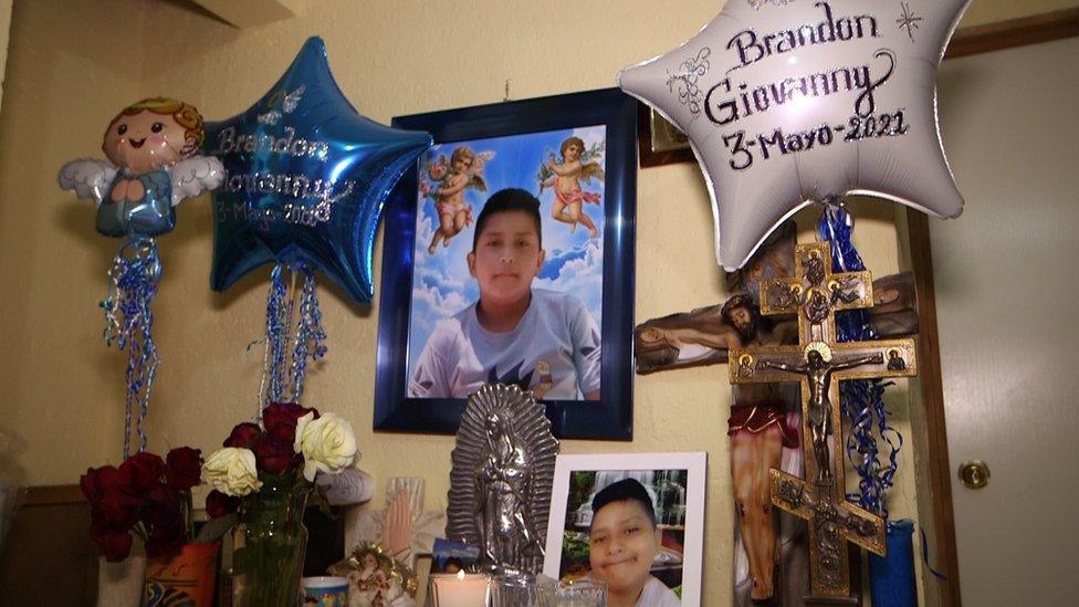 An altar to Brandon in his mother's home