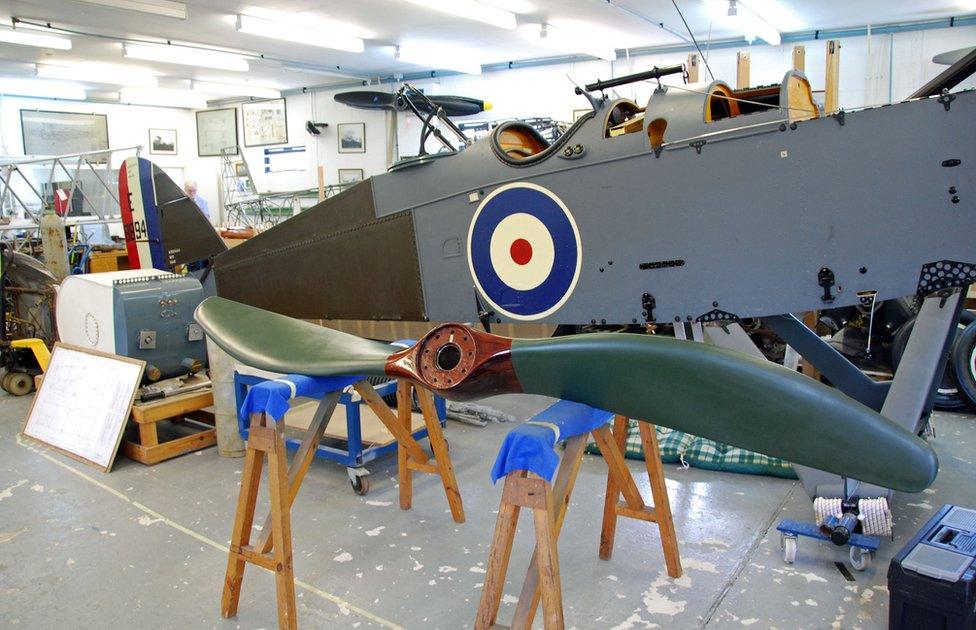 DH9 fuselage and newly-painted propeller