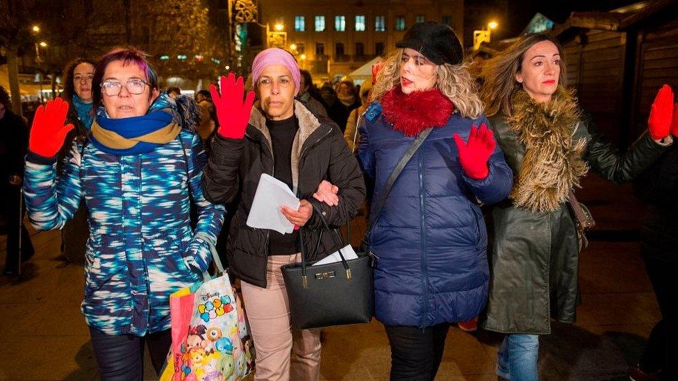 Pamplona women's gender rights demo, 7 Jan 19