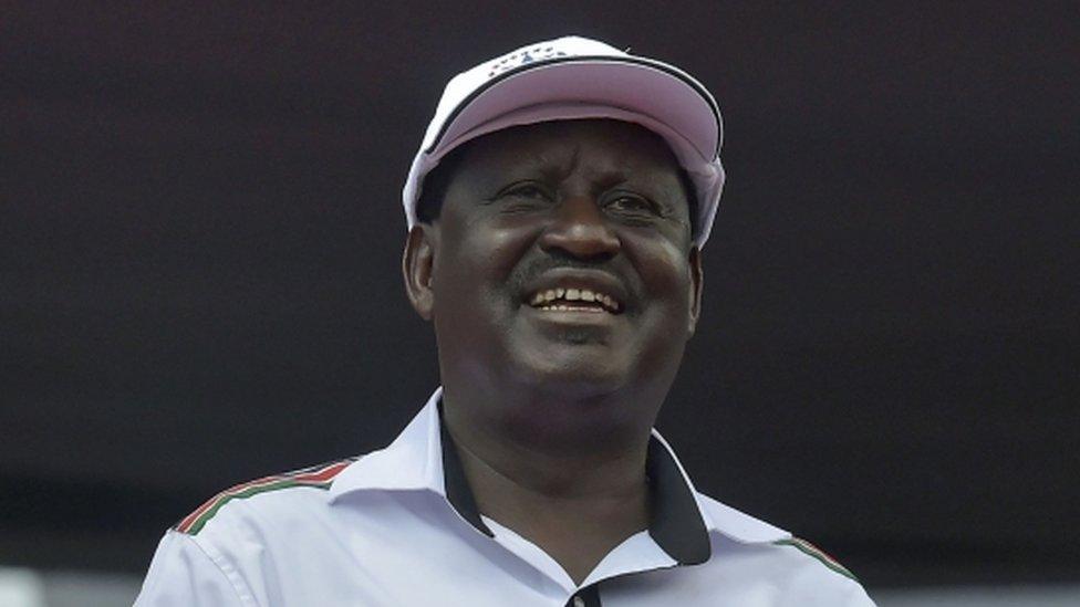 Veteran political leader and former prime minister Raila Odinga addresses supporters after he was named Kenya"s opposition presidential candidate for elections in August, at a large rally in the capital Nairobi on April 27, 2017