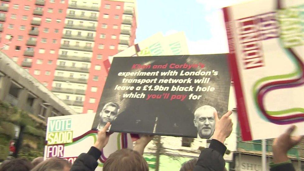 Anti-Khan campaigners at a Goldsmith event