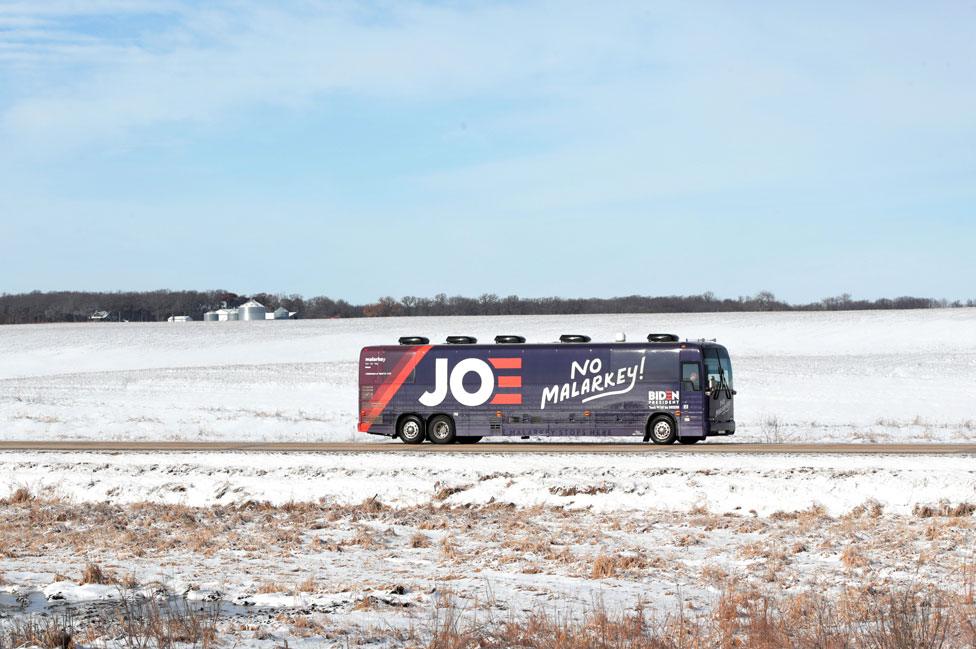 Joe Biden bus in Iowa