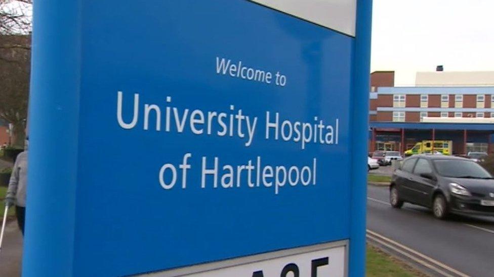 University Hospital of Hartlepool entrance sign