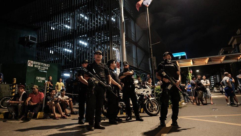 Police outside the casino