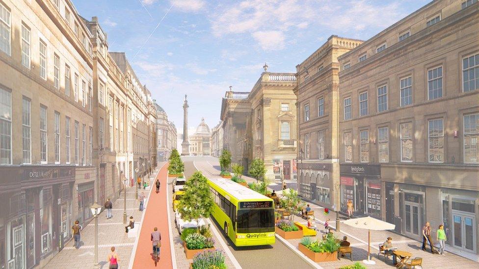 Artist's impression of the Grey Street lay-out