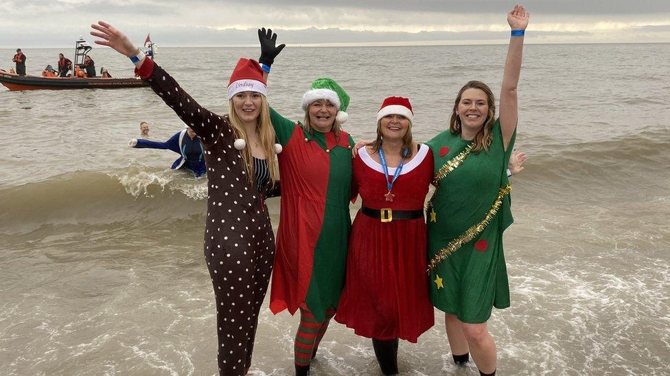 People at the Christmas Day swim in Felixstowe