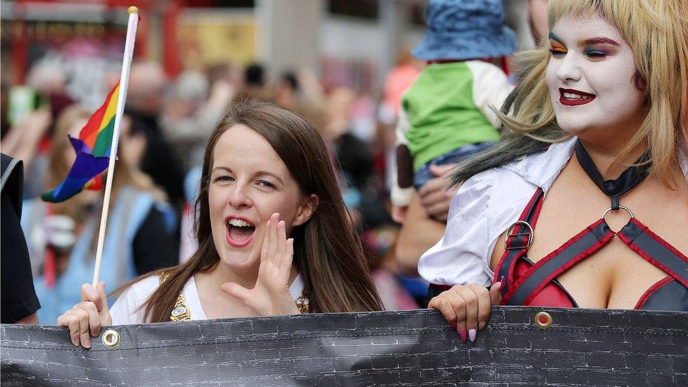 Belfast Lord Mayor Nuala McAllister was at the front of the Belfast Pride Parade