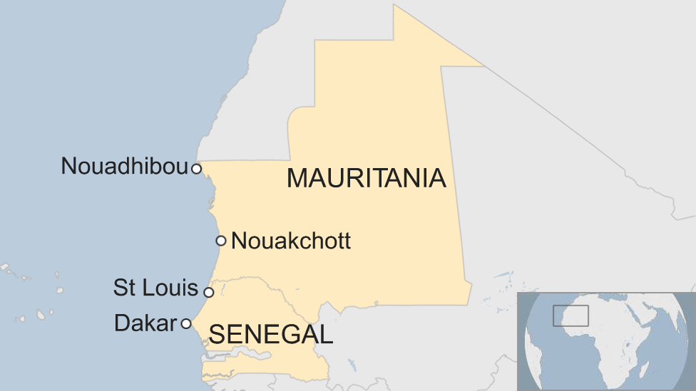 Map of Senegal and Mauritania