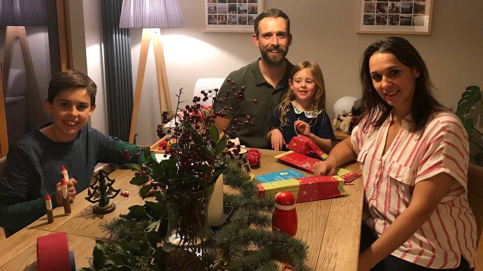 Hoye family at Christmas table