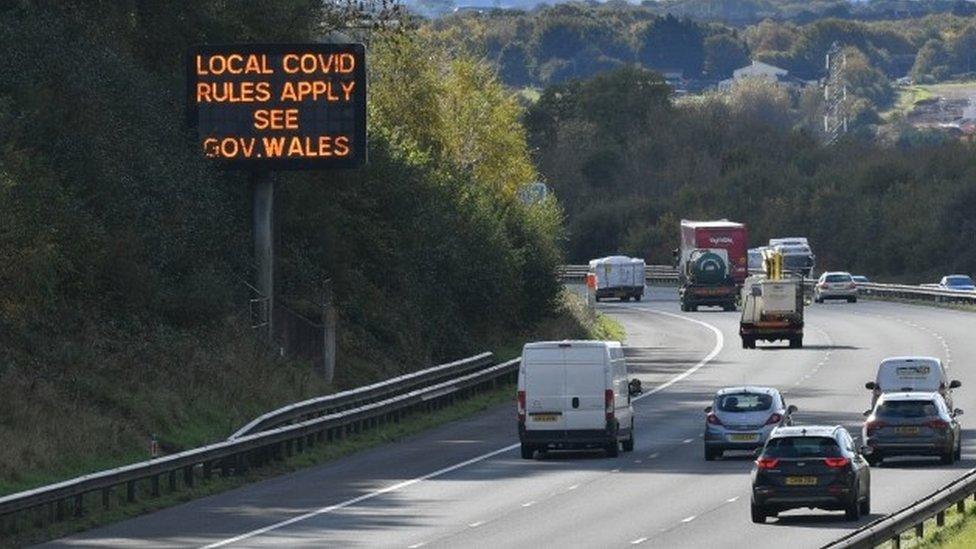 Covid sign on Welsh road