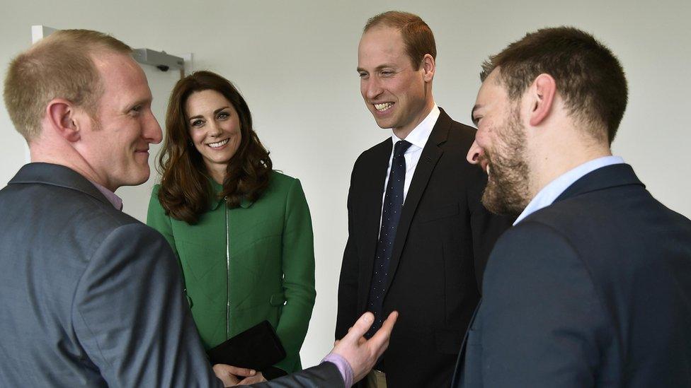 The Duke and Duchess of Cambridge met with former patient Jonny Benjamin (right) and Neil Laybourn during their visit to St Thomas" Hospital in London