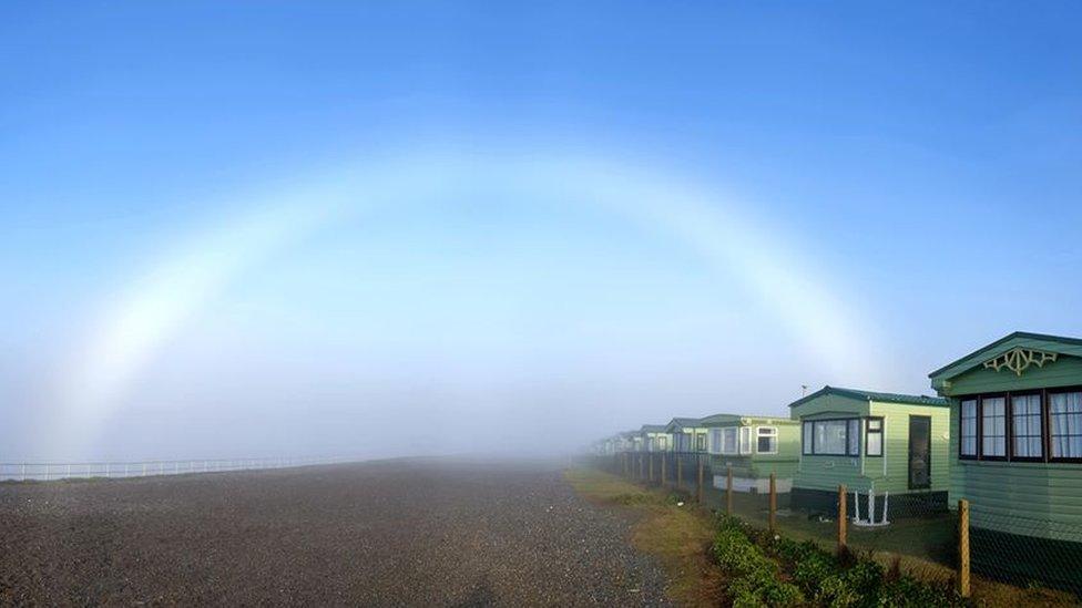 A fogbow captured at 10:00 GMT at Tywyn, Gwynedd