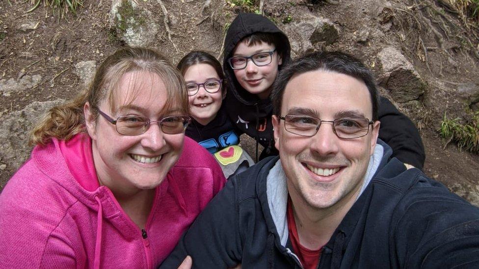 Aedan, mum Cheryl, dad Richard and sister Kinvara