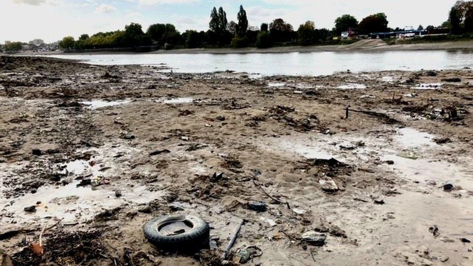 Debris on the Thames foreshore