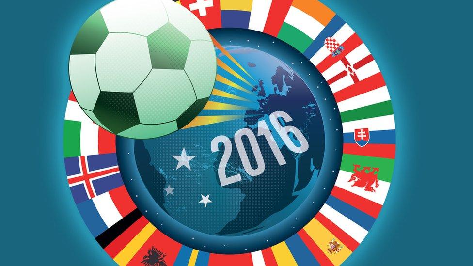 Football and Euro 2016 flags