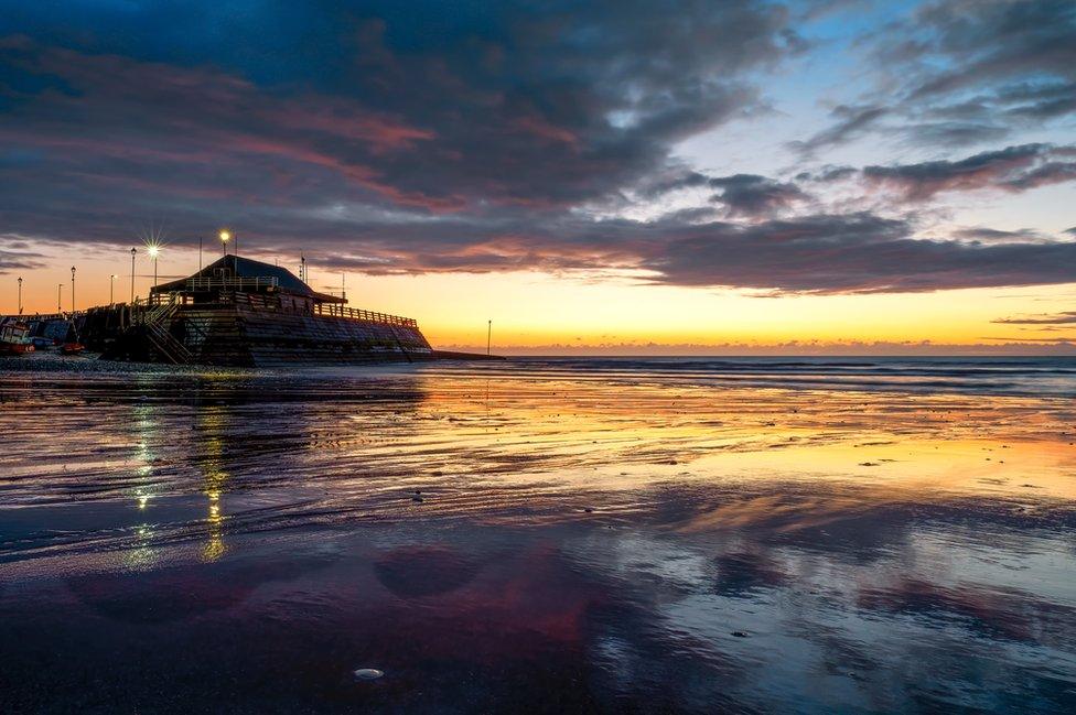 Sunrise over a beach