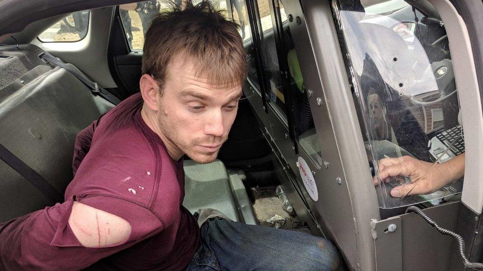 Suspect Travis Reinking pictured after his arrest in Nashville