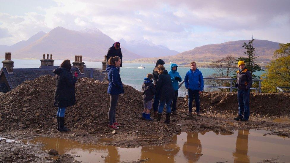 People at site of Raasay distillery