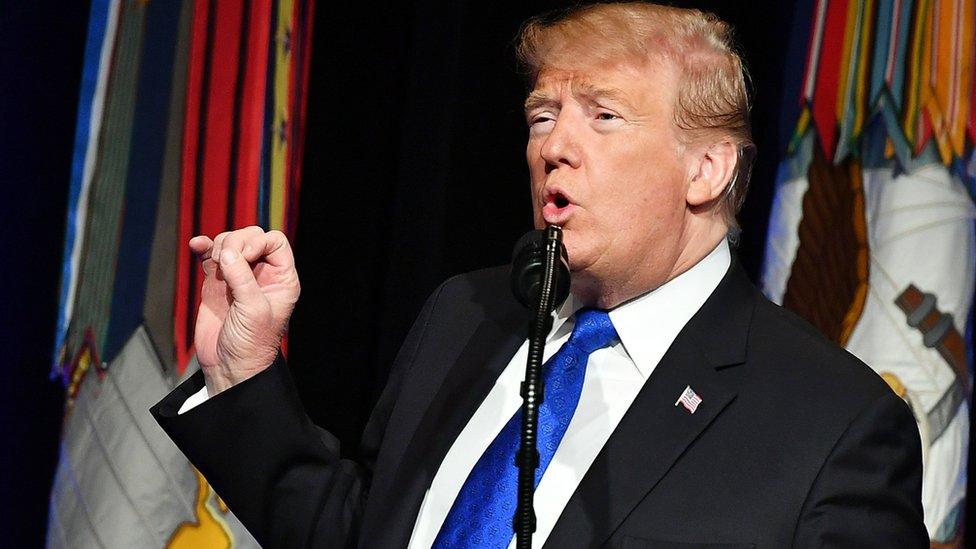 US President Donald Trump speaks during the Missile Defence Review announcement at the Pentagon in Washington, January 17, 2019