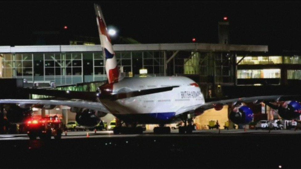 Plane on runway at Vancouver