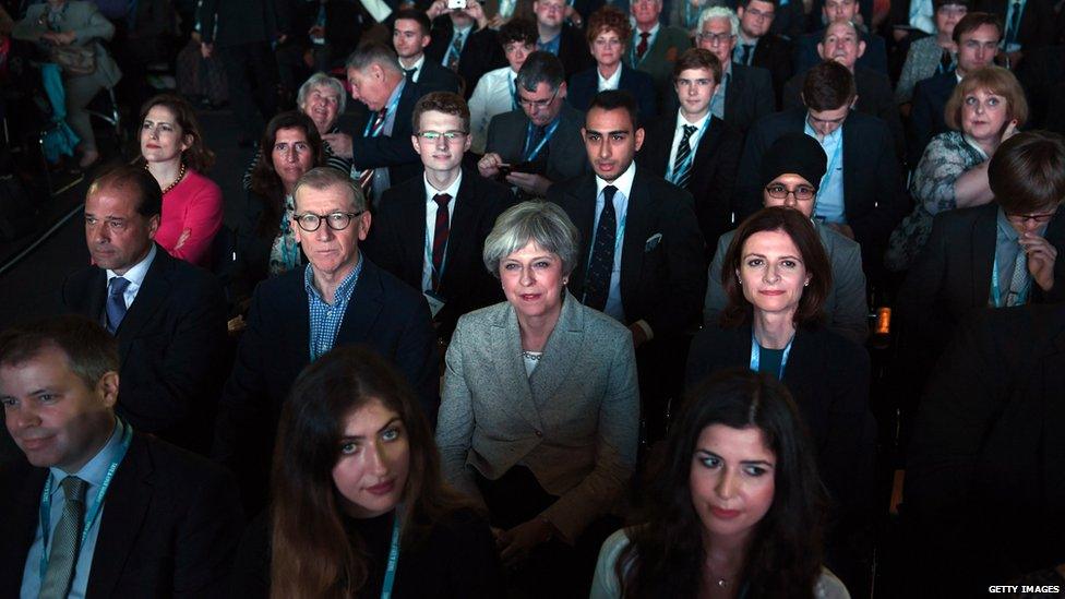 Theresa May in the crowd at the Conservative conference