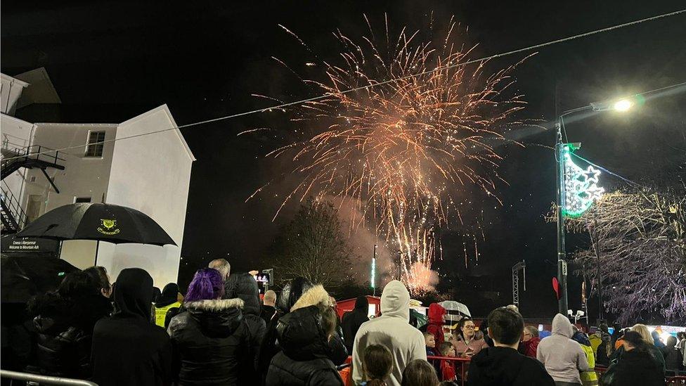 fireworks before a crowd