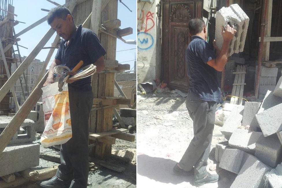 Yemeni man named Yousef working on a construction site