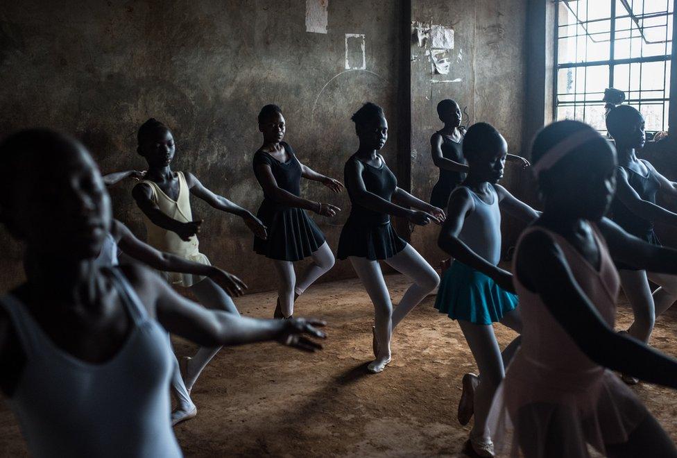 A ballet class in a school in Kibera in Kenya
