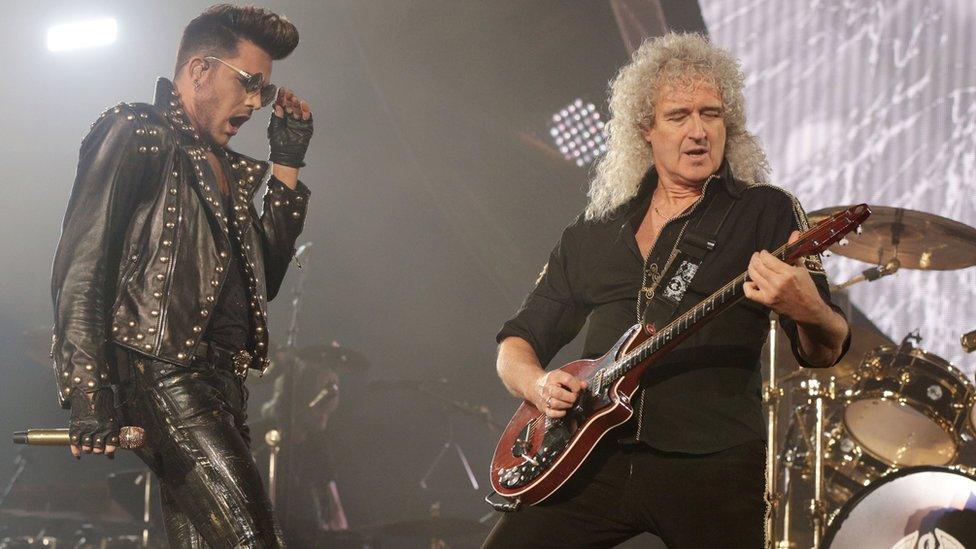 Brian May of Queen and Adam Lambert