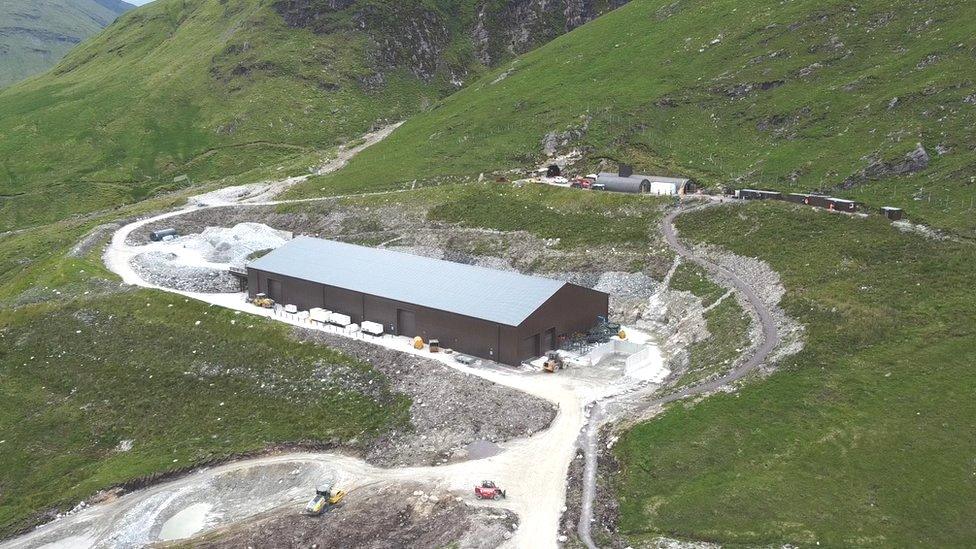 Aerial view of mine site at Cononish