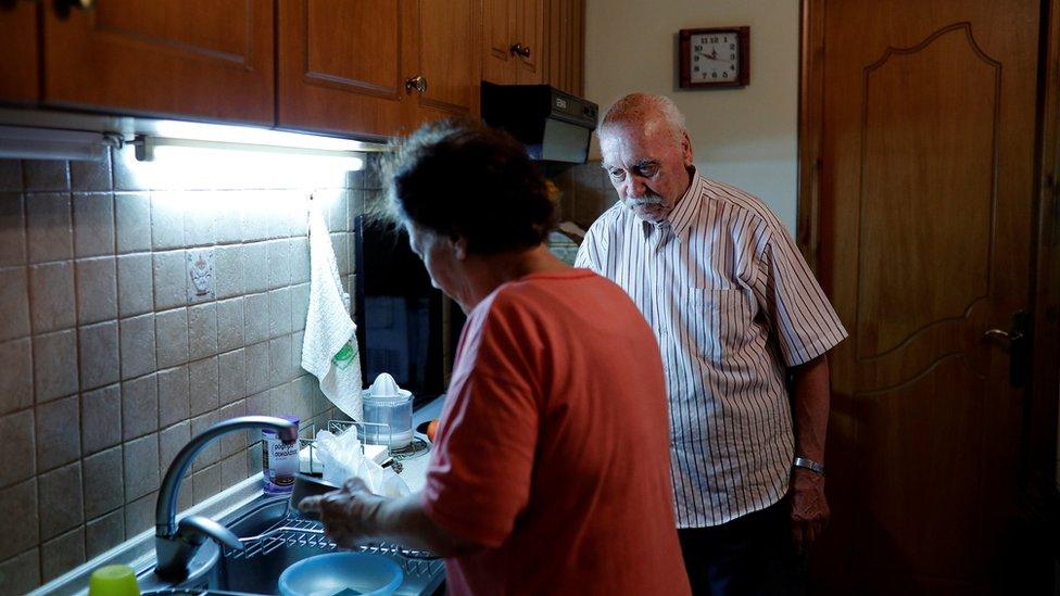 Yorgos Vagelakos with his wife in Athens, 14 August