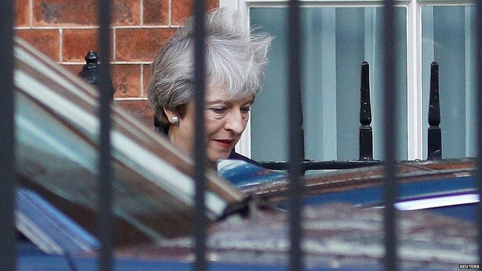 Theresa May leaving Downing Street