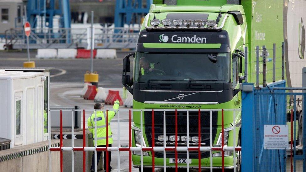 Lorry leaving Larne Port