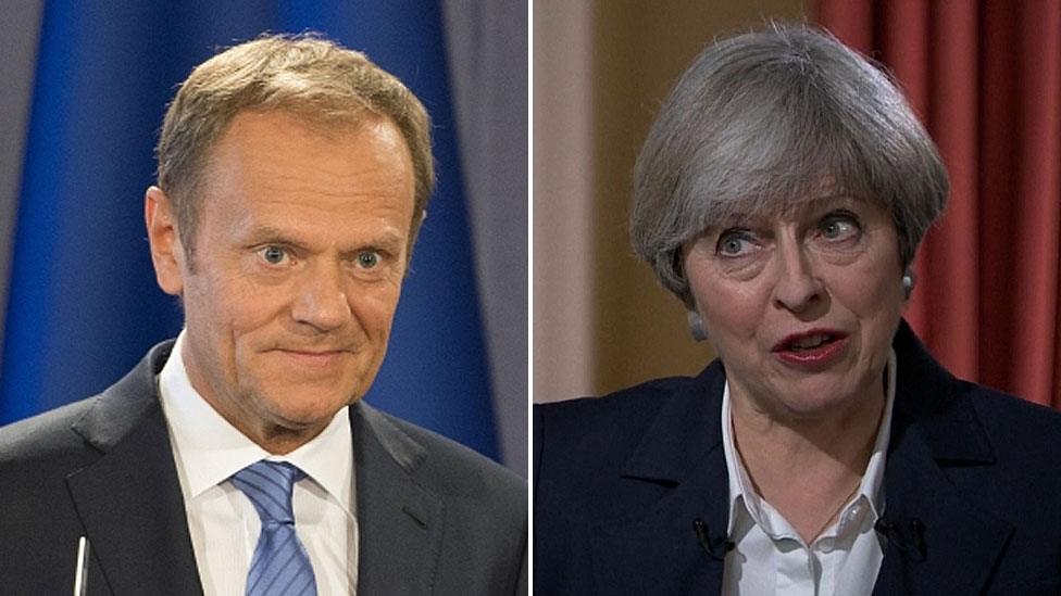 Donald Tusk and Theresa May