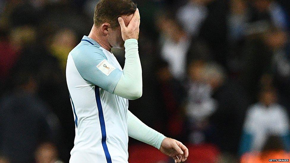 Wayne Rooney with his hand over his face as he left the pitch during England's game against Malta