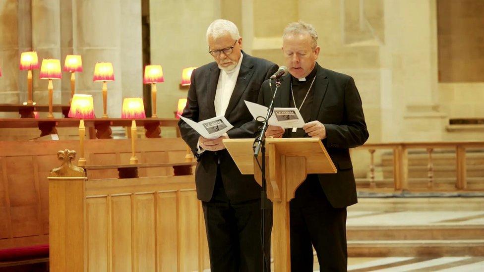 The Catholic Archbishop Eamon Martin and the Presbyterian moderator the Reverend Dr David Bruce are taking part in a service at St Anne's Cathedral