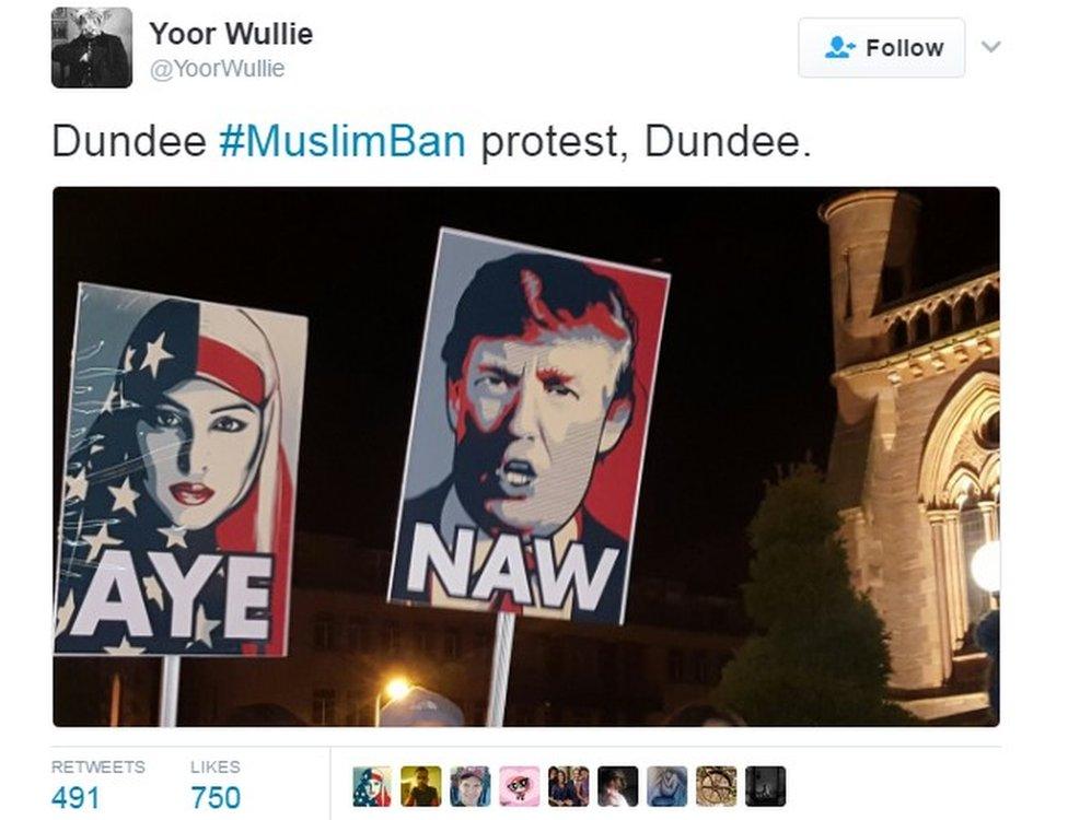 Yoor Wullie tweeted from the Dundee protest