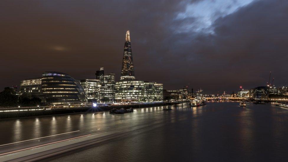 Lit up city of London