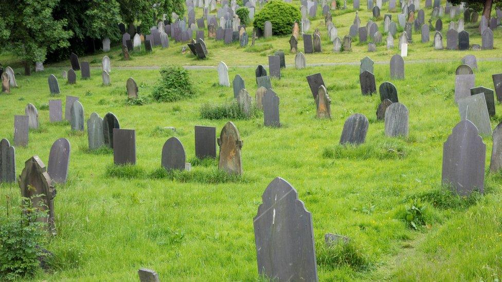 Gravestones in a cemetery