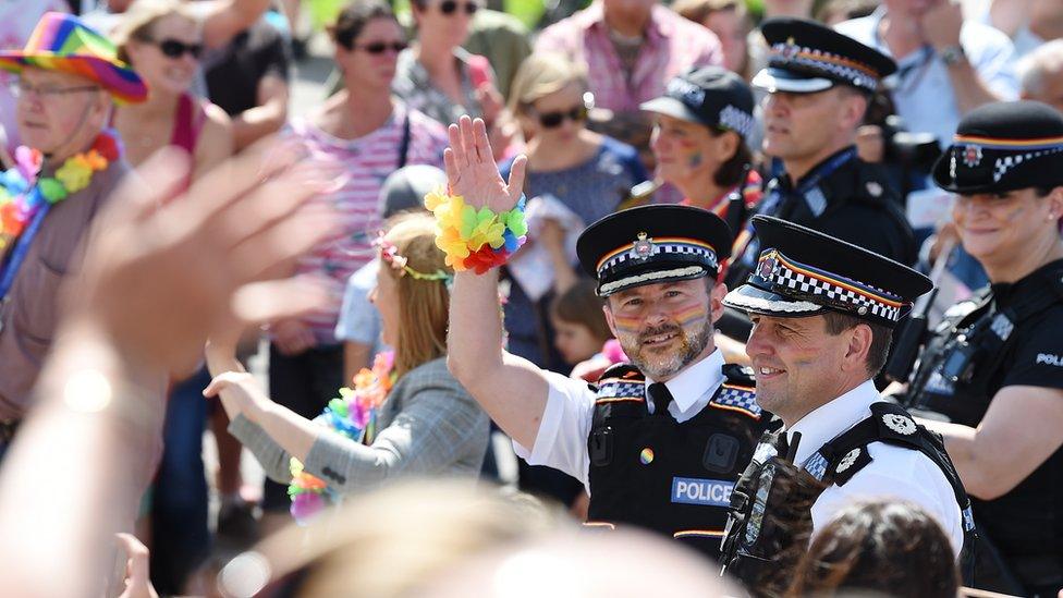 Parade goers enjoy Brighton Pride Parade on August 5, 2017 in Brighton