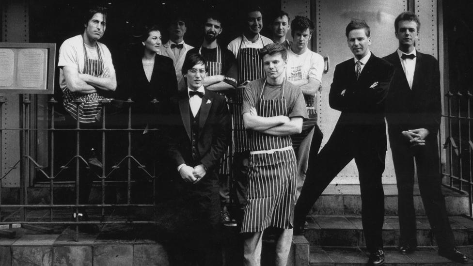 Staff at Pied a Terre in its early days