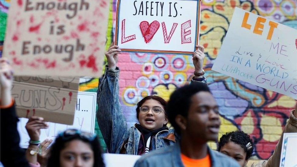 Youth take part in a National School Walkout.