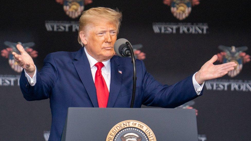 President Trump speaking at West Point in New York