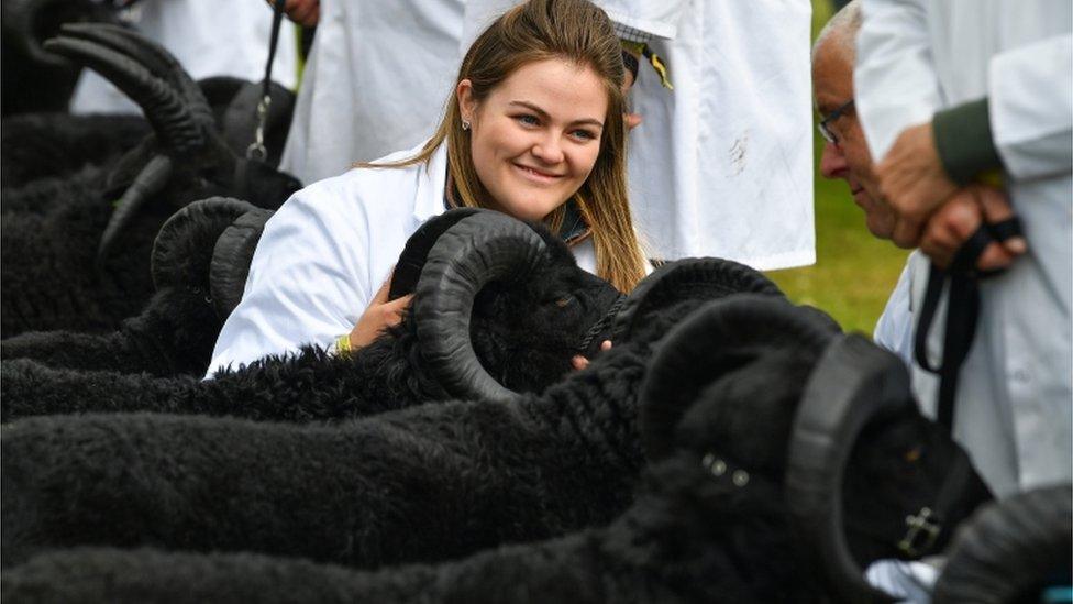 Woman with black ram