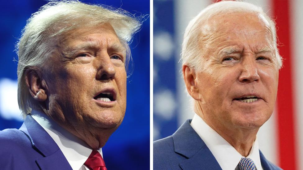 Split image of Donald Trump and Joe Biden