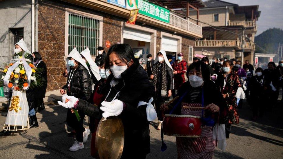 funeral of a woman in village in Tonglu county, Zhejiang