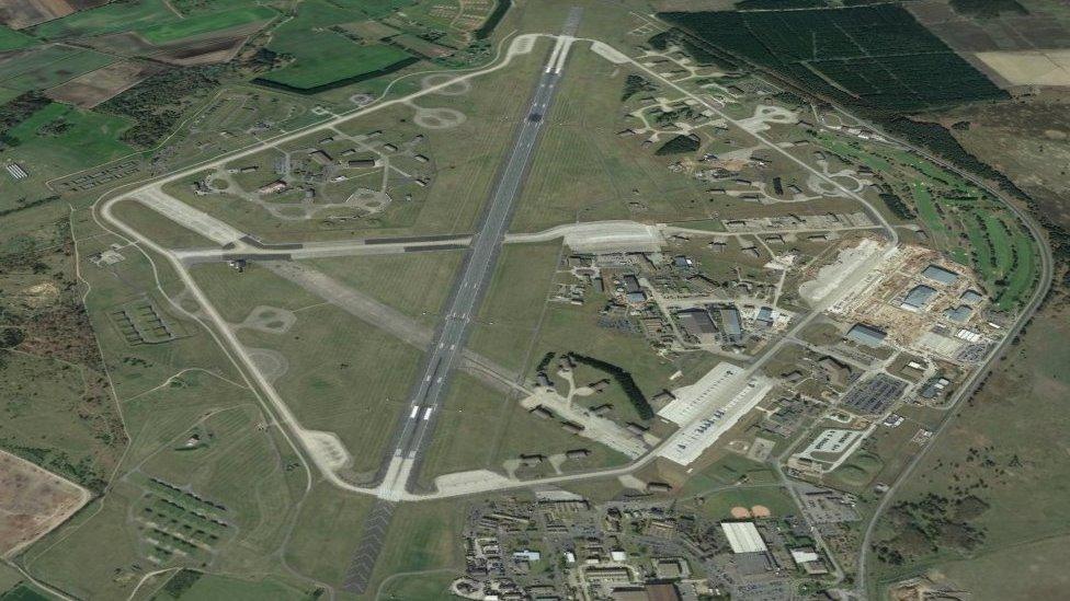 Aerial view of a US airbase in England