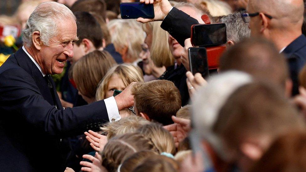 King Charles greeting crowds in Hillsborough