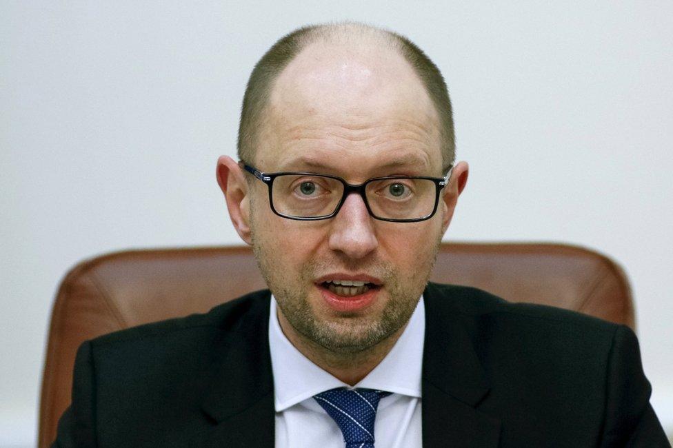 Ukrainian Prime Minister Arseniy Yatsenyuk attends a cabinet meeting in Kiev, 16 March